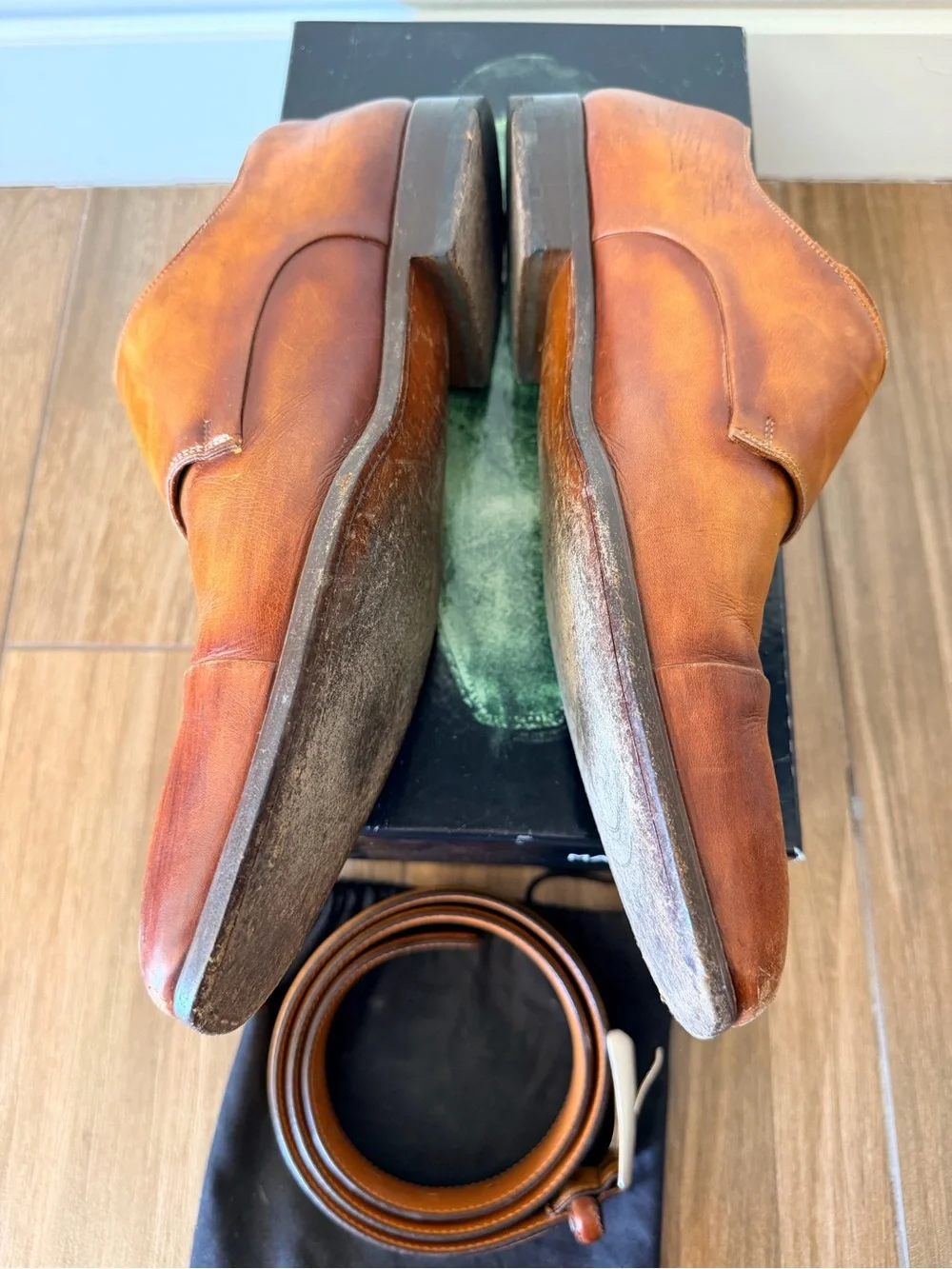 Magnanni Garrett double monk strap shoes with matching belt